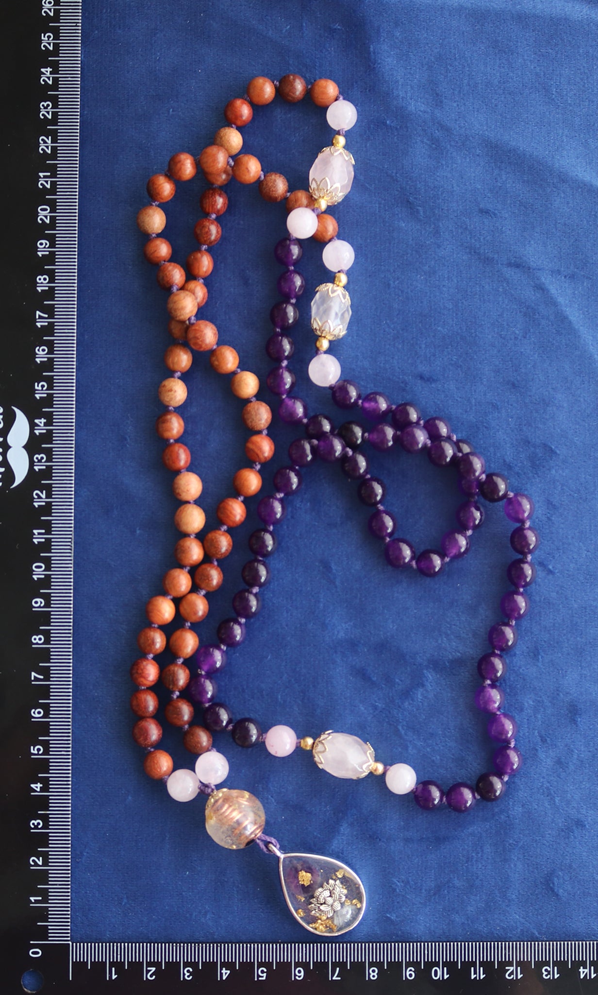 Empowerment Beads - Amethyst, Rose Quartz, Sandalwood. Artifact (the light within rises and becomes form). Artifact (expansion of awareness)